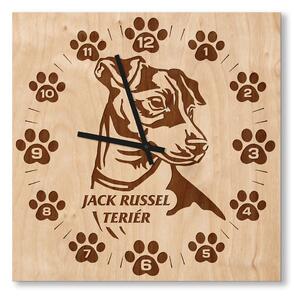 Dřevěné nástěnné hodiny - Jack Russel teriér