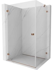 Mexen Lunar-B, výklopný sprchový kout levý 85 x 80 cm, 8mm čiré sklo, profil růžové zlato, 832-085-080-60-00-L