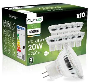 10x LED žárovka GU4 Reflektor MR11 2,5W = 20W 250lm 4000K 120° LUMILED