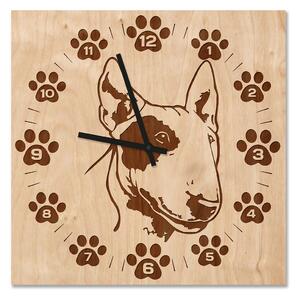 Dřevěné nástěnné hodiny - Bulteriér