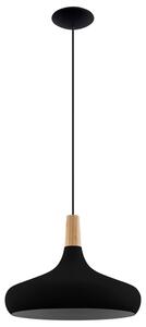 Závěsné svítidlo SABINAR černý kov/světle dřevo, průměr 40 cm