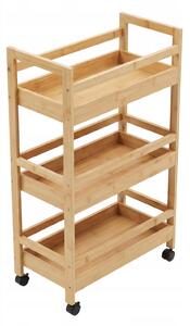 BAMBUSOVÝ REGÁL NA KOLEČKÁCH 45,3 X 22 X 80 CM, BÉŽOVÝ – DO KOUPELNY A PŘEDSÍNĚ