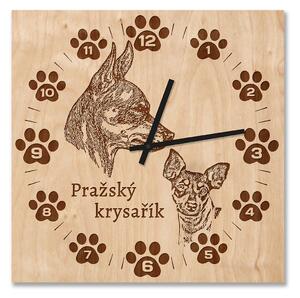 Dřevěné nástěnné hodiny - Pražský krysařík