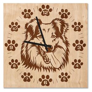Dřevěné nástěnné hodiny - Sheltie