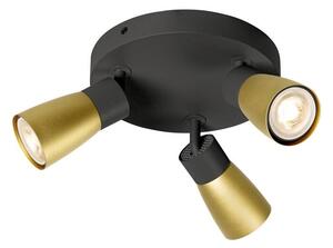 SLV 1008341 Puri 2.0 Dome, černozlaté stropní svítidlo 3xGU10 s kulatou základnou, průměr 18cm