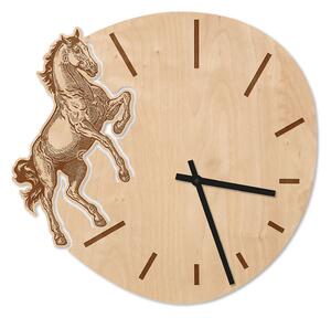 Dřevěné nástěnné hodiny - Kůň