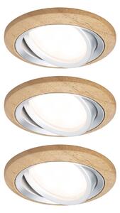 Paulmann 92239 Lanati Coin, set dřevěných bodovek s hliníkem, 3x6W LED 2700K, prům. 8,4cm
