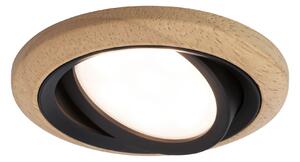 Paulmann 92238 Lanati Coin, dřevěná bodovka s černou, 1x6W LED 2700K, prům. 8,4cm