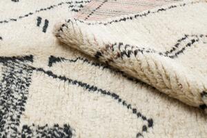 Ručně tkaný vlněný koberec BERBER BJ1077 Boujaad berber Boho, béžový / černý