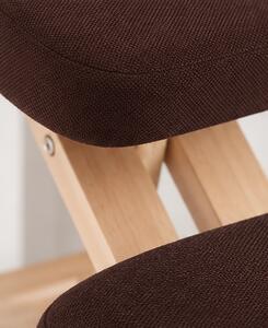 Ergonomická klekačka, dřevo/látka, 46x65x52-72 cm, buk/hnědá, Tempo Kondela FLONET