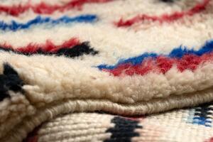 Ručně tkaný vlněný koberec BERBER MR2139 Beni Mrirt berber linie, béžový / červený