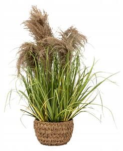 UMĚLÁ TRÁVA V PLETENÉM KVĚTINÁČI, 80 CM, PRŮMĚR 23,3 CM