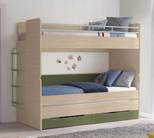 Čilek Patrová postel pro 3 děti 90x200 cm s úložným prostorem (žebřík) Montes Natural Studio