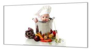 Ochranná deska dítě kuchař v hrnci - 65x65cm / Bez lepení na zeď