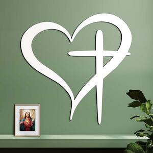 DUBLEZ | Dřevěný obraz na zeď - Srdce a kříž