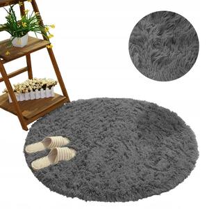 Kulatý Koberec Shaggy Strado 140x140 šedá noc (tmavě šedá), STRADO, DNDRS