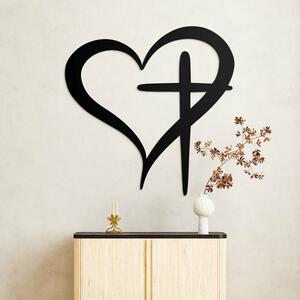 DUBLEZ | Dřevěný obraz na zeď - Srdce a kříž