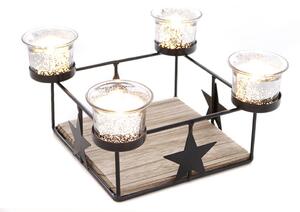 SVÍCEN NA ČAJOVOU SVÍČKU, dřevo, kov, sklo - Svícny na čajové svíčky