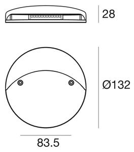 Linea Light 77046W07 Envelope_RW orientační svítidlo na 230VAC, povrchová montáž, 2,5W LED 3000K, tm. šedá, průměr 13,2cm, IP66