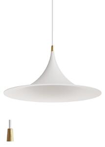 Linea Light CA025AWUEZZ Morgana, bílé závěsné svítidlo se zlatým prvkem, 1x22W E27, průměr 47,8cm