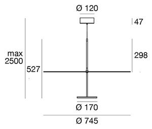 Linea Light CA088DBBMDI Stilo_P, závěsné svítidlo pro nepřímé osvětlení, 32W LED 2700K, bílá/černá, prům. 74,5cm
