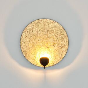 Nástěnné svítidlo LED Traversa, lesklá zlatá, Ø 35 cm