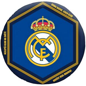Kulatý fotbalový polštářek FC Real Madrid - RMCF - motiv Jedna barva, jeden klub! - průměr 35 cm