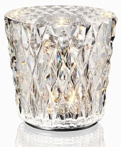 Ambientec Gacrux, bateriová lampička z křišťálového skla, LED 2000K dotykové stmívání, Ø8x8,2cm, IP66