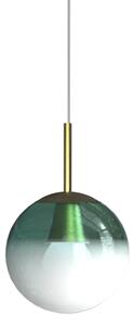 Sikrea 9344 Eva, moderní závěsné svítidlo z ručně foukaného petrolejového/bílého skla, 1xE27, Ø18cm