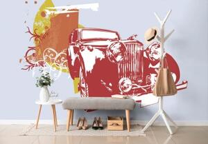 Samolepící tapeta retro auto s abstrakcí - 300x200 cm