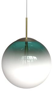 Sikrea 9375 Eva, moderní závěsné svítidlo z ručně foukaného petrolejového/bílého skla, 1xE27, Ø45cm