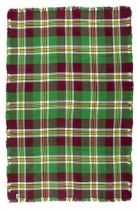 Vlněná deka Rodopa III - bordó a zelené kostky