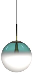 Sikrea 8552 Eva, moderní závěsné svítidlo z ručně foukaného petrolejového/bílého skla, 1xE27, Ø25cm