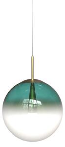 Sikrea 8583 Eva, moderní závěsné svítidlo z ručně foukaného petrolejového/bílého skla, 1xE27, Ø35cm