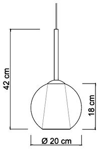 Sikrea 5384 Emy, moderní závěsné svítidlo z ručně foukaného kouřového skla, 1xE27, Ø20cm