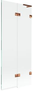 Mexen Lunar L, 2-křídlová vanová zástěna pravá 80 x 150 cm, čiré sklo, růžové zlato, 897L-080-100-60-00-P