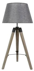 Stolní lampa trojnožka LUGANO - 1xE27, 60W, přírodní dřevo / šedá