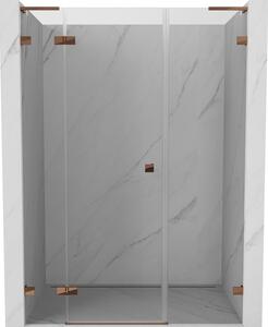 Mexen Lunar L, výklopné levé sprchové dveře 125 cm, 8mm čiré sklo, růžové zlato profil, 834SL-125-050-60-00-L
