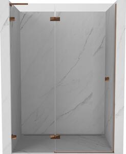 Mexen Lunar L, Otočné levé sprchové dveře 130 cm, 8mm čiré sklo, růžové zlato profil, 834L-130-000-60-00-L