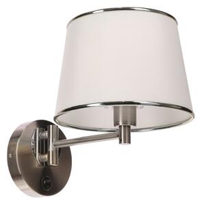 Nástěnná čtecí lampa s vypínačem IBIS - 1xE14, 40W, stříbrná / bílá