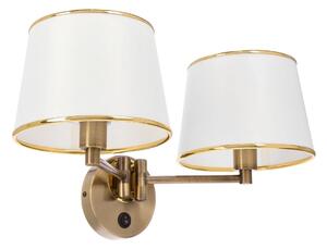 Nástěnná čtecí lampa s vypínačem IBIS - 2xE14, 40W, patina / bílá