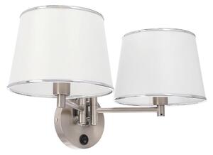 Nástěnná čtecí lampa s vypínačem IBIS - 2xE14, 40W, stříbrná / bílá