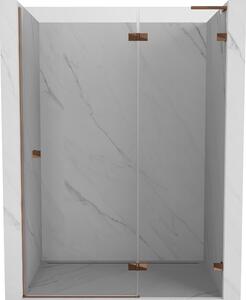 Mexen Lunar L, výklopné pravé sprchové dveře 130 cm, 8mm čiré sklo, růžové zlato profil, 834L-130-000-60-00-P