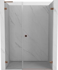 Mexen Lunar-B, L výklopné pravé sprchové dveře 110 cm, 8mm čiré sklo, růžové zlato profil, 832SL-110-050-60-00-P