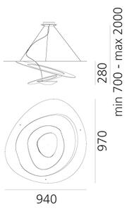 Artemide 1239010A Pirce sospensione halo, bílé designové závěsné svítidlo, 1x400W R7s, 97x94cm