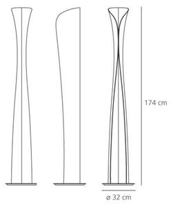 Artemide 1361W10A Cadmo, designová stojací lampa s černou vnější a bílou vnitřní úpravou se stmívačem, 44W + 10W LED 2700K, výška: 174cm