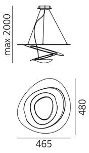 Artemide 1249020A Pirce micro sospensione LED, zlaté designové závěsné svítidlo, 27W LED 3000K, 46x48cm