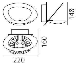 Artemide 1248020A Pirce micro wall, zlaté designové nástěnné svítidlo, 27W LED 3000K, šířka: 22cm