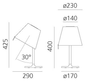 Artemide 0710010A Melampo note, designová stolní lampička ve stříbrné úpravě s textilním širmem, 1x42W E14, 40cm