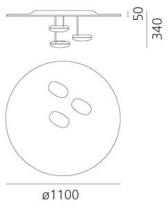 Artemide 1474110A Droplet, designové stropní svítidlo, 3x29W LED 3000K stmívatelné, chrom-hliník, prům. 110cm